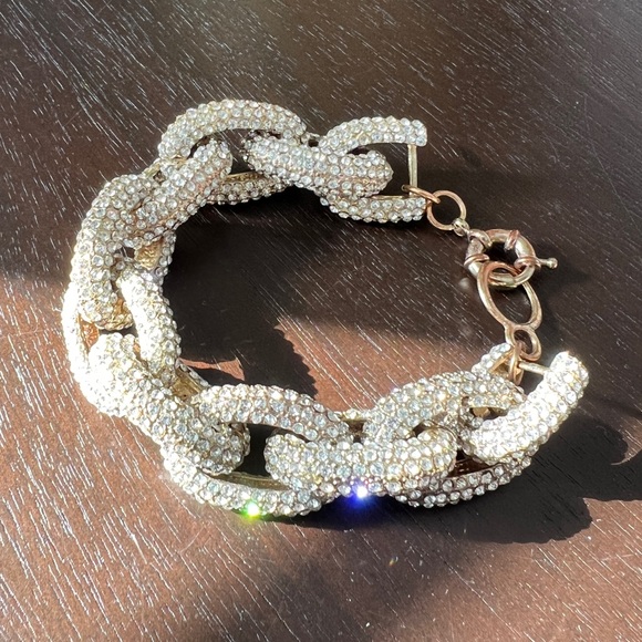 Pave Chunky Crystal & Chain Bracelet | Gold - Picture 2 of 7